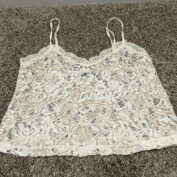 Zara Sheer Lace Cami Top with adjustable Straps in Off White Cream - Picture 1 of 5